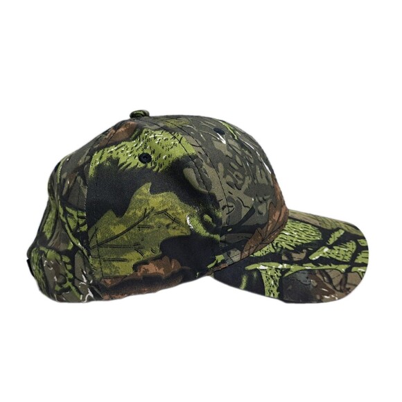 Green Camo Hat Cap Woods Tree Leaves Hunting USA Headwear Strapback Adjustable - Picture 5 of 7